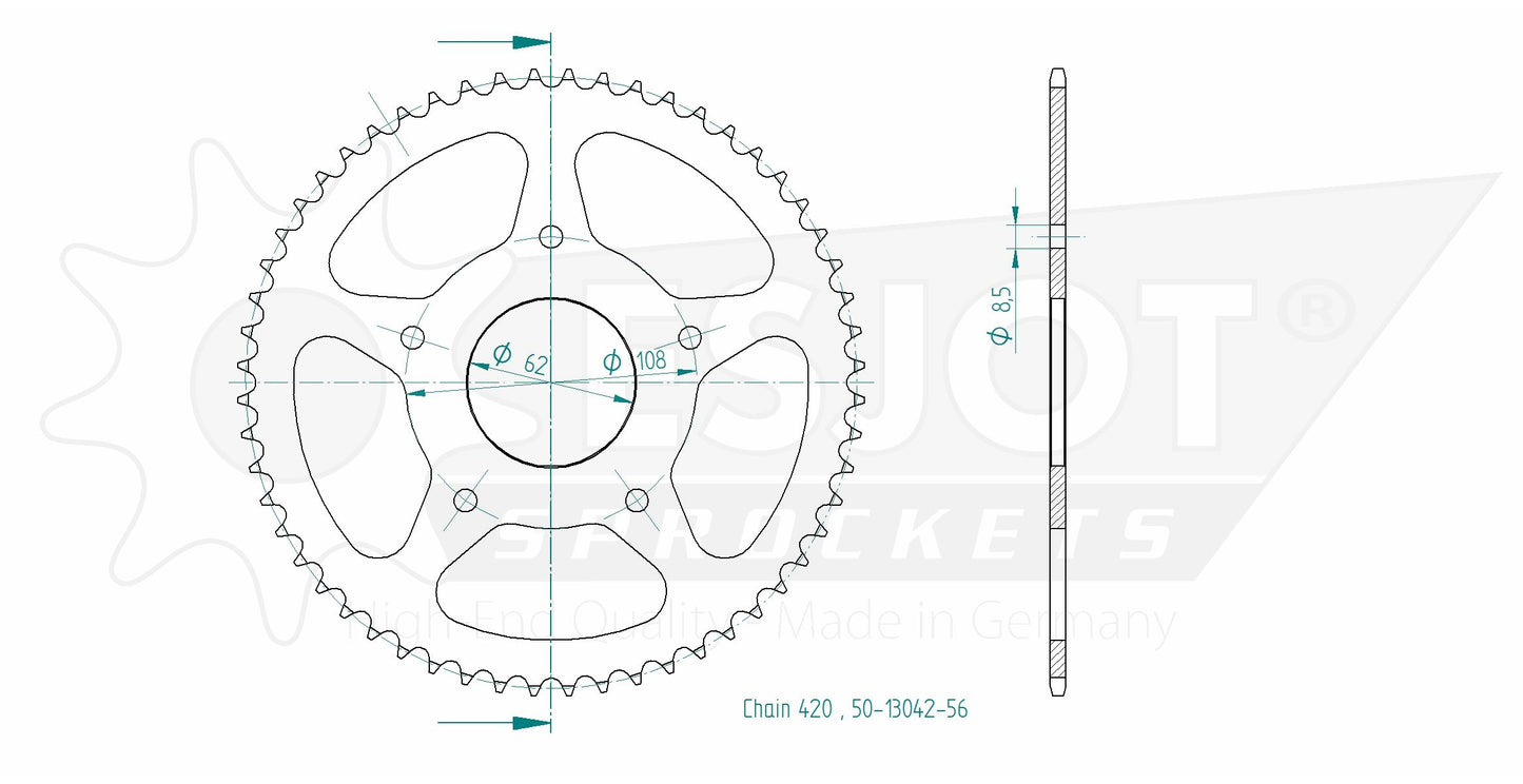 Couronne Acier 56 Dents - Pas 420