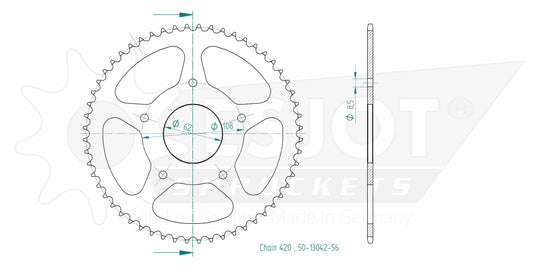 Couronne Acier 56 Dents - Pas 420