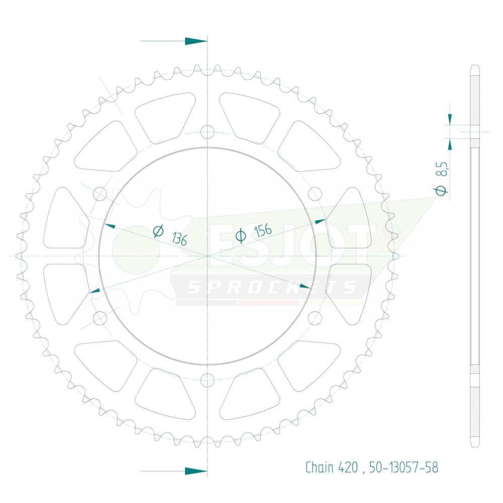 Couronne Acier 58 Dents - Pas 420