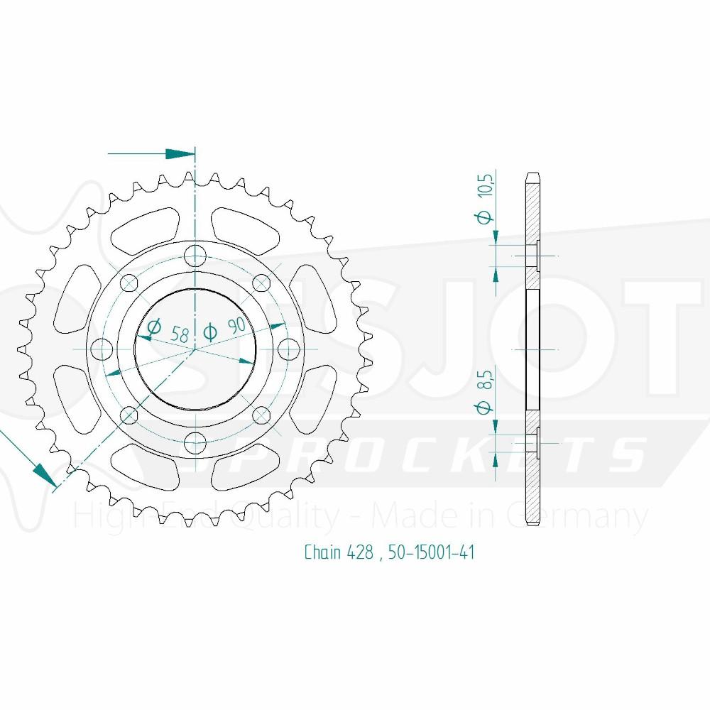 Couronne Acier 41 Dents - Pas 428 - Similaire JTR269