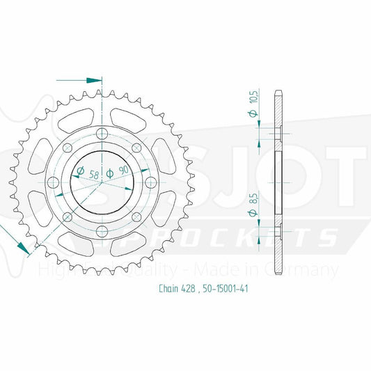 Couronne Acier 41 Dents - Pas 428 - Similaire JTR269