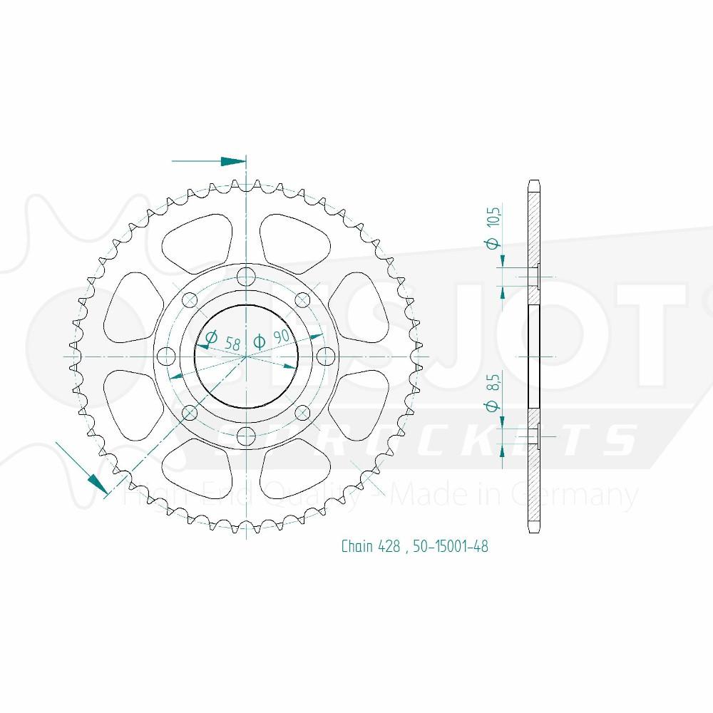 Couronne Acier 48 Dents - Pas 428 - Similaire JTR269
