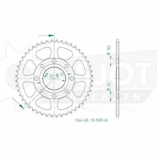 Couronne Acier 48 Dents - Pas 428 - Similaire JTR269