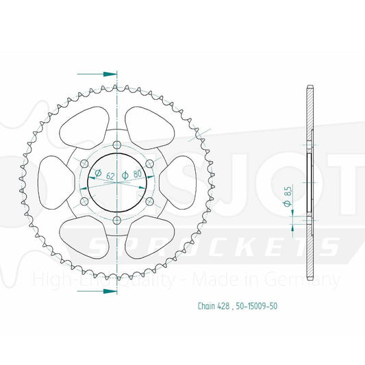 Couronne Acier 50 Dents - Pas 428 - Similaire JTR1842