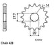 Pignon 16 Dents - Pas 428 - Similaire JTF558