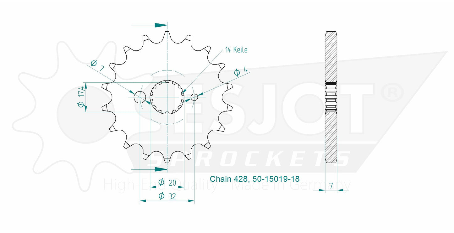 Pignon 18 Dents - Pas 428 - Similaire JTF558