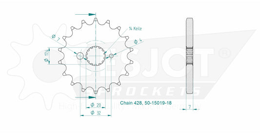 Pignon 18 Dents - Pas 428 - Similaire JTF558