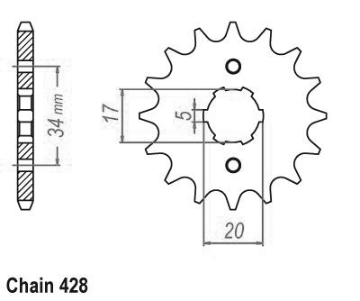 Pignon 16 Dents - Pas 428 - Similaire JTF1264