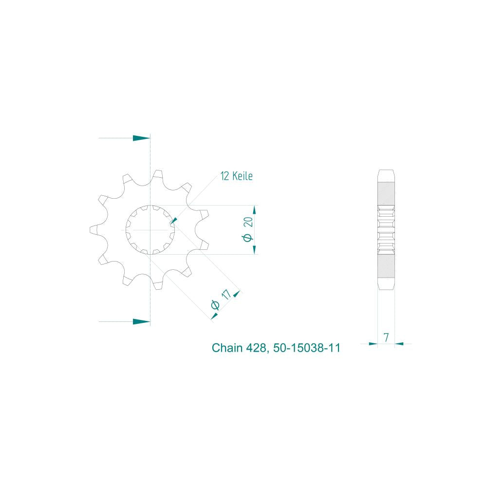 Pignon 11 Dents - Pas 428