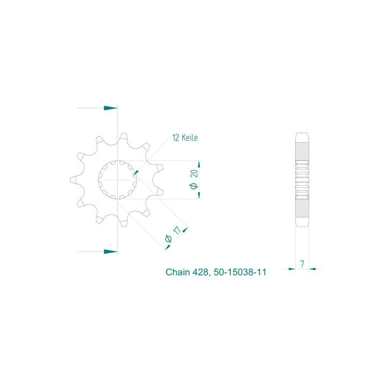 Pignon 11 Dents - Pas 428