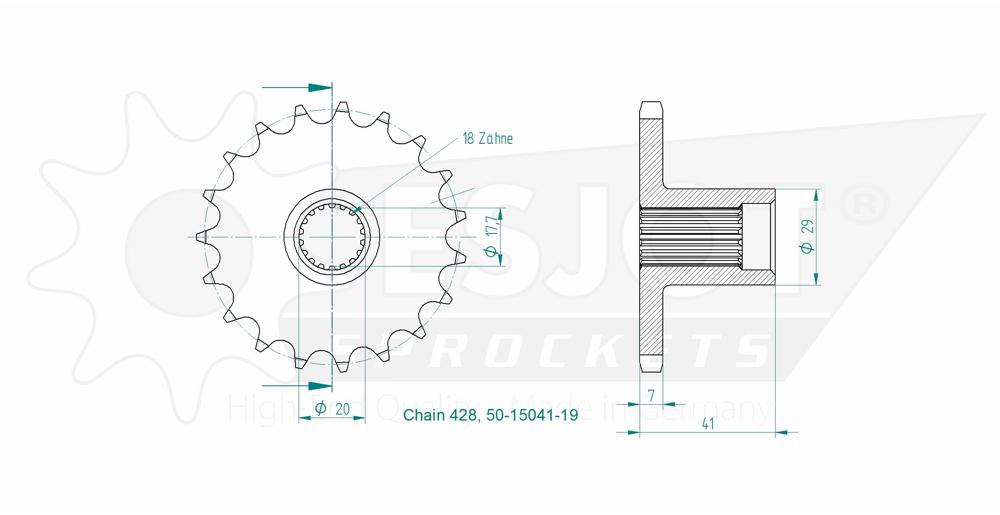 Pignon 19 Dents - Pas 428
