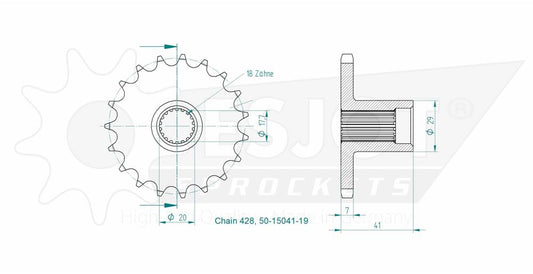 Pignon 19 Dents - Pas 428