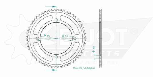 Couronne Acier 56 Dents - Pas 428 - Similaire JTR1874