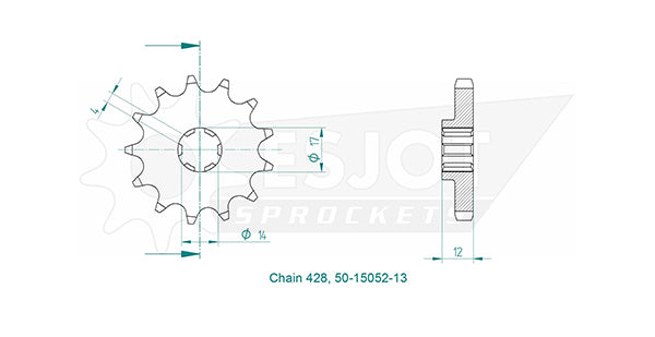 Pignon 13 Dents - Pas 428