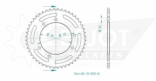 Couronne Acier 48 Dents - Pas 428 - Similaire JTR1134