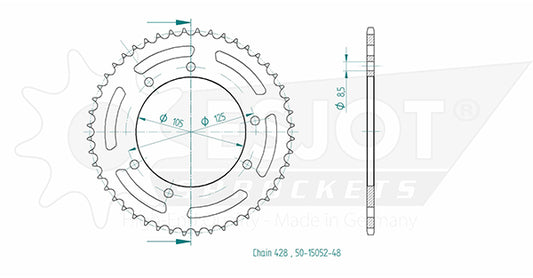 Couronne Acier 48 Dents - Pas 428 - Similaire JTR1134