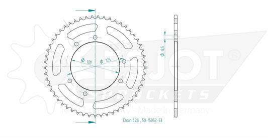Couronne Acier 53 Dents - Pas 428 - Similaire JTR1134