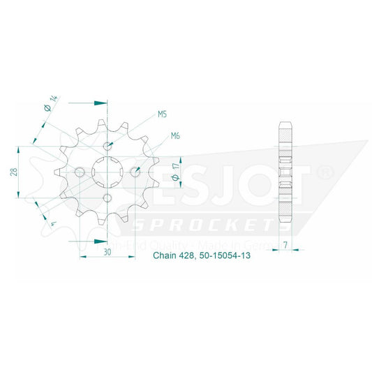 Pignon 13 Dents - Pas 428 - Similaire JTF273