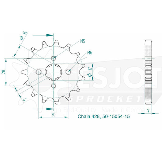 Pignon 15 Dents - Pas 428 - Similaire JTF273