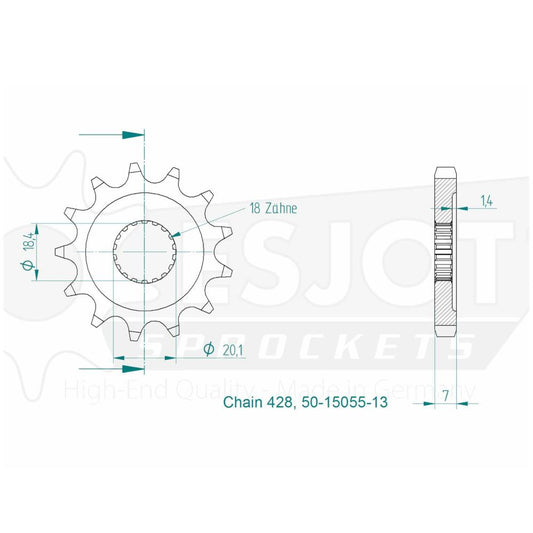 Pignon 13 Dents - Pas 428 - Similaire JTF785