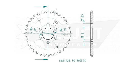 Couronne Acier 28 Dents - Pas 428 - Similaire JTR1780