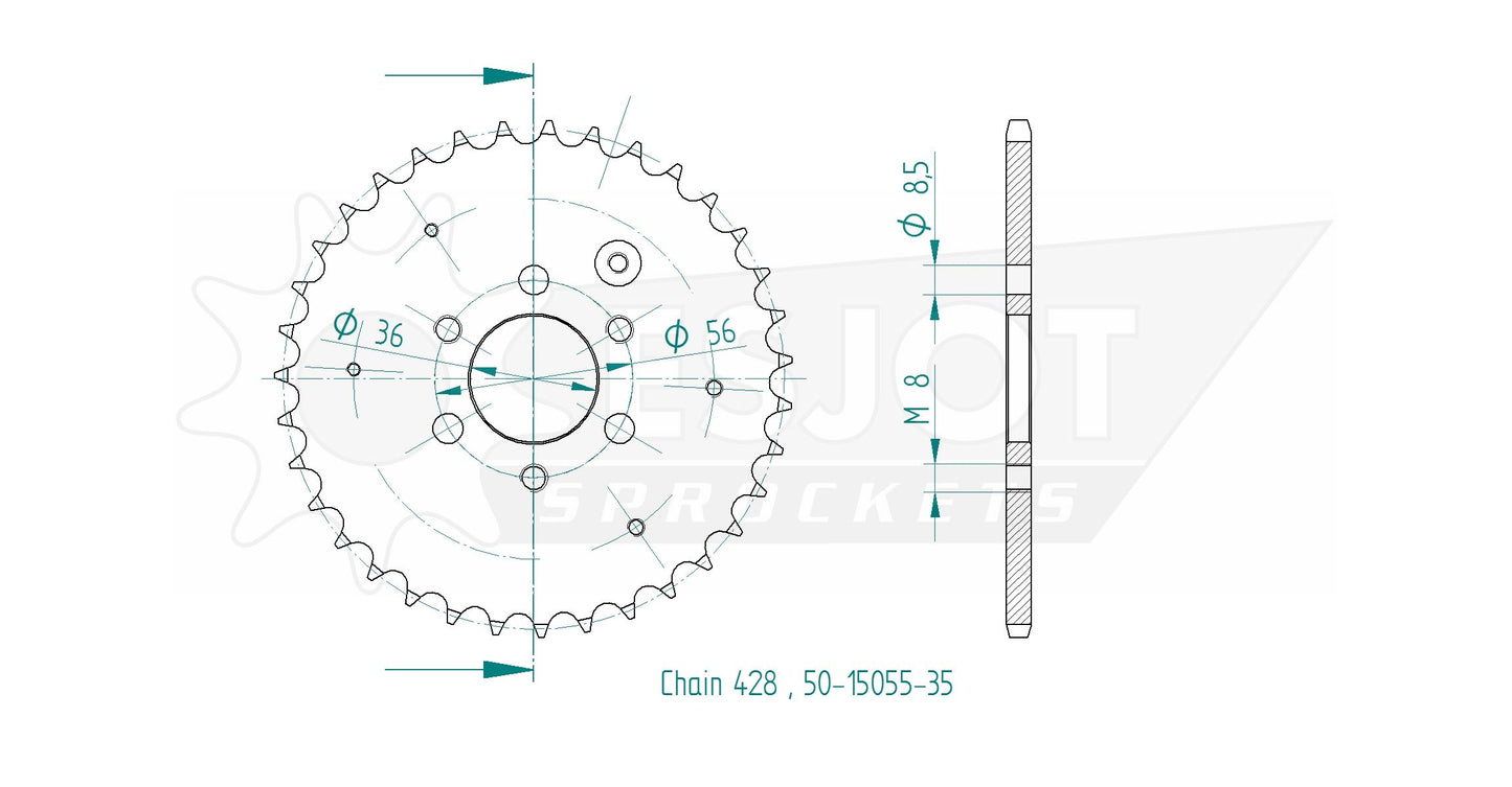 Couronne Acier 35 Dents - Pas 428 - Similaire JTR1780