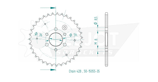 Couronne Acier 35 Dents - Pas 428 - Similaire JTR1780