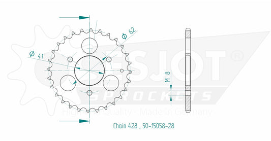 Couronne Acier 28 Dents - Pas 428