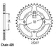 Couronne Acier 42 Dents - Pas 428 - Similaire JTR1206
