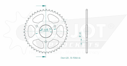 Couronne Acier 46 Dents - Pas 428 - Similaire JTR1081