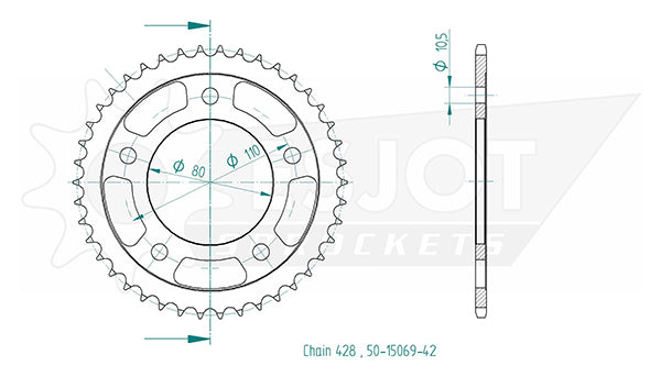 Couronne Acier 42 Dents - Pas 428
