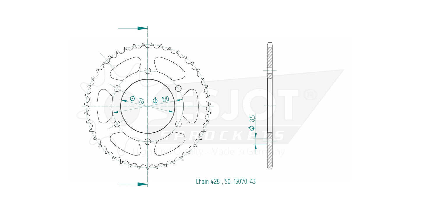 Couronne Acier 43 Dents - Pas 428 - Similaire JTR1844