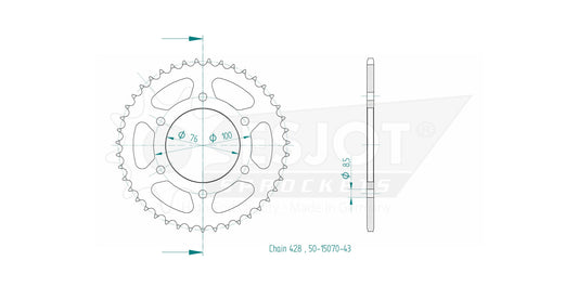 Couronne Acier 43 Dents - Pas 428 - Similaire JTR1844