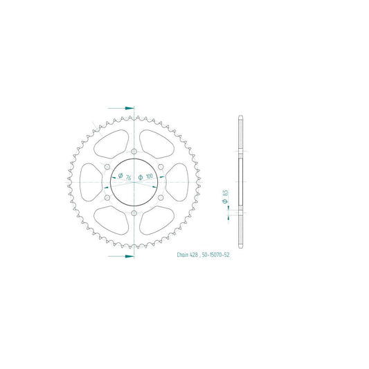 Couronne Acier 52 Dents - Pas 428 - Similaire JTR1844