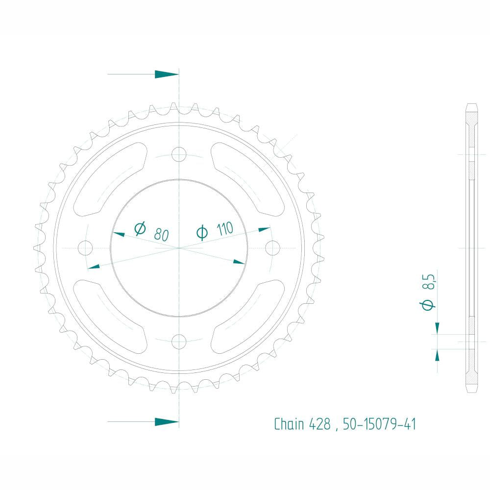 Couronne Acier 41 Dents - Pas 428 - Similaire JTR1219