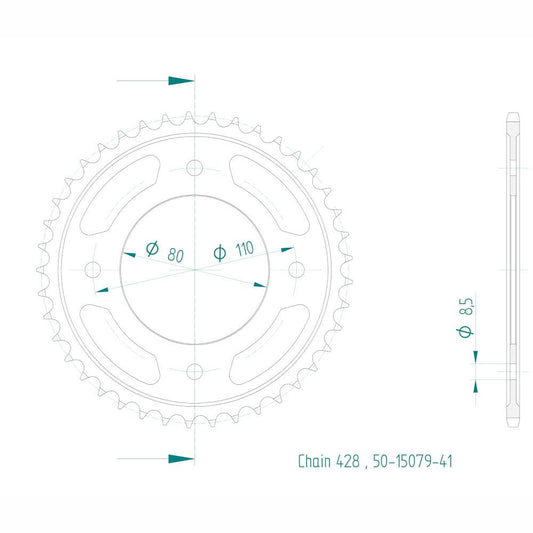 Couronne Acier 41 Dents - Pas 428 - Similaire JTR1219