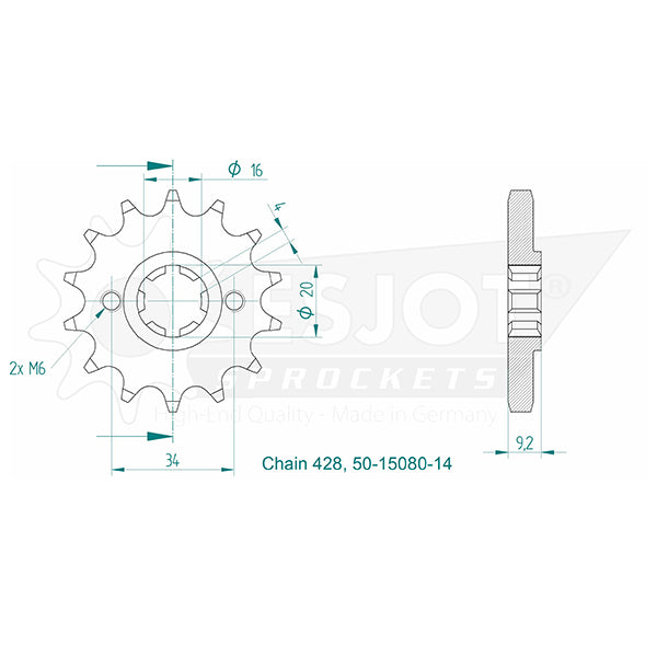 Pignon 14 Dents - Pas 428