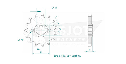 Pignon 15 Dents - Pas 428 - Similaire JTF920