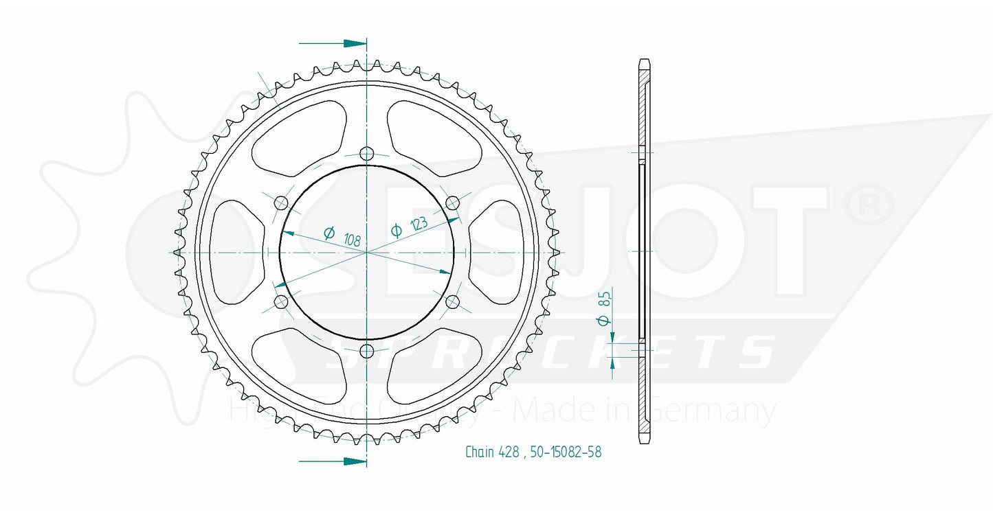 Couronne Acier 58 Dents - Pas 428 - Similaire JTR25