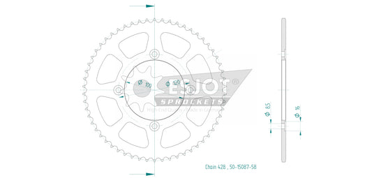 Couronne Acier 58 Dents - Pas 428 - Similaire JTR1140