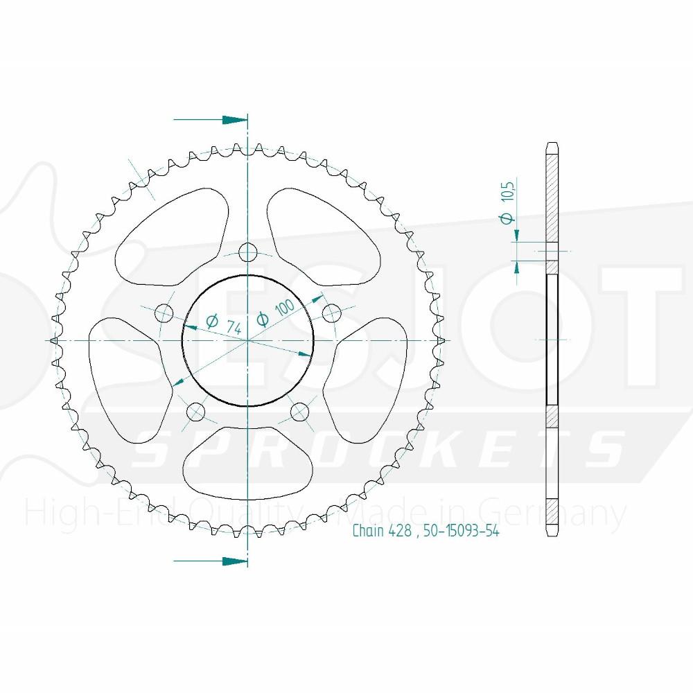 Couronne Acier 54 Dents - Pas 428