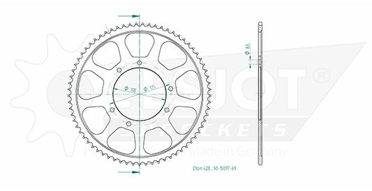Couronne Acier 69 Dents - Pas 428 - Similaire JTR1135