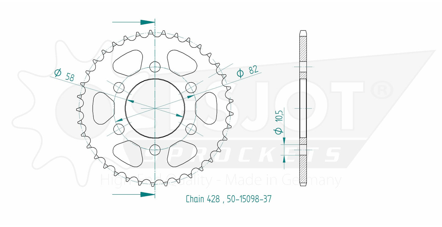 Couronne Acier 37 Dents - Pas 428 - Similaire JTR1010