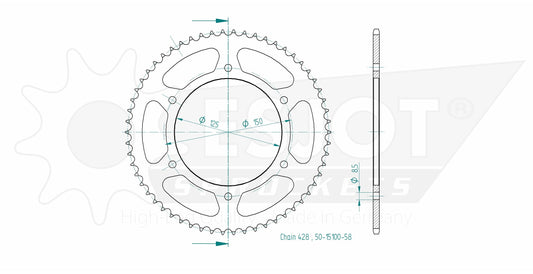 Couronne Acier 58 Dents - Pas 428