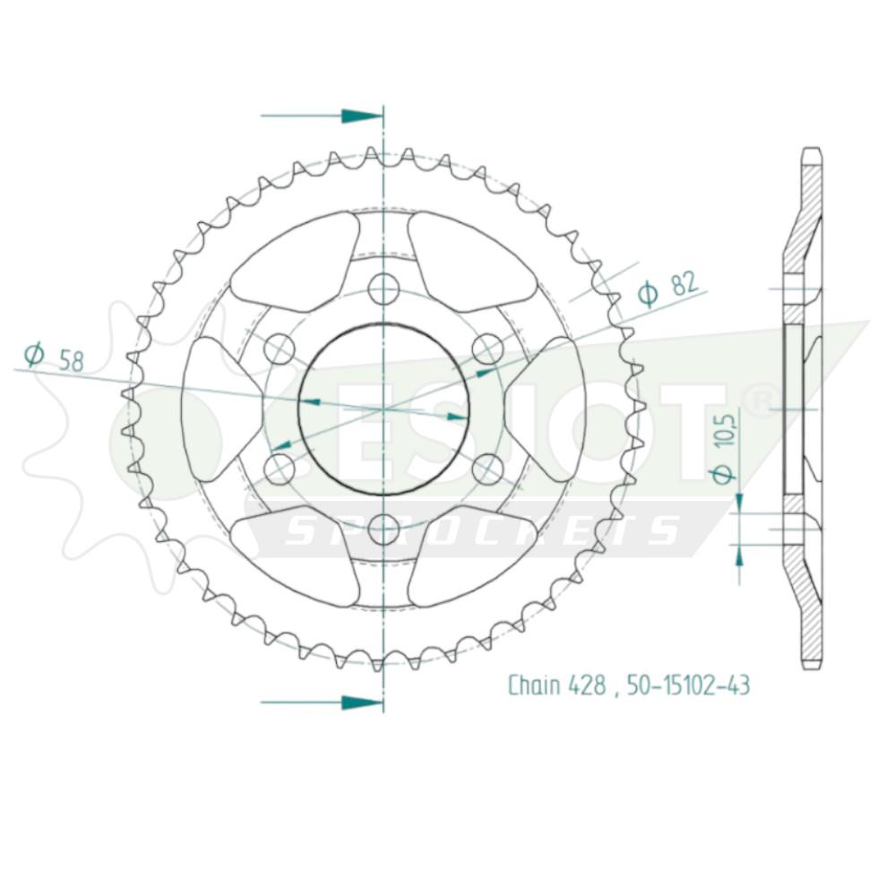 Couronne Acier 43 Dents - Pas 428