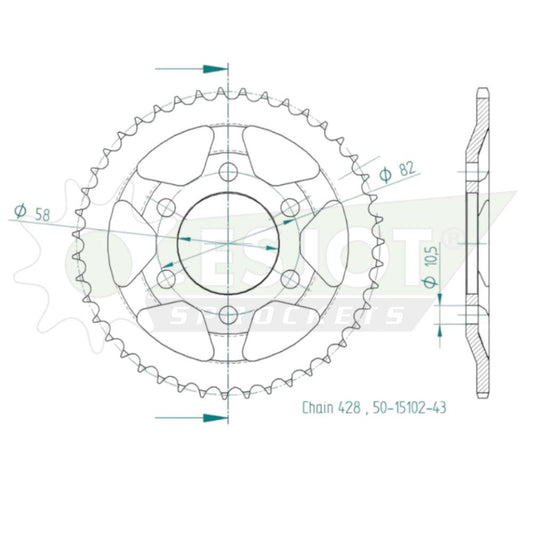 Couronne Acier 43 Dents - Pas 428