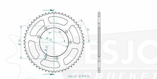 Couronne Acier 56 Dents - Pas 428