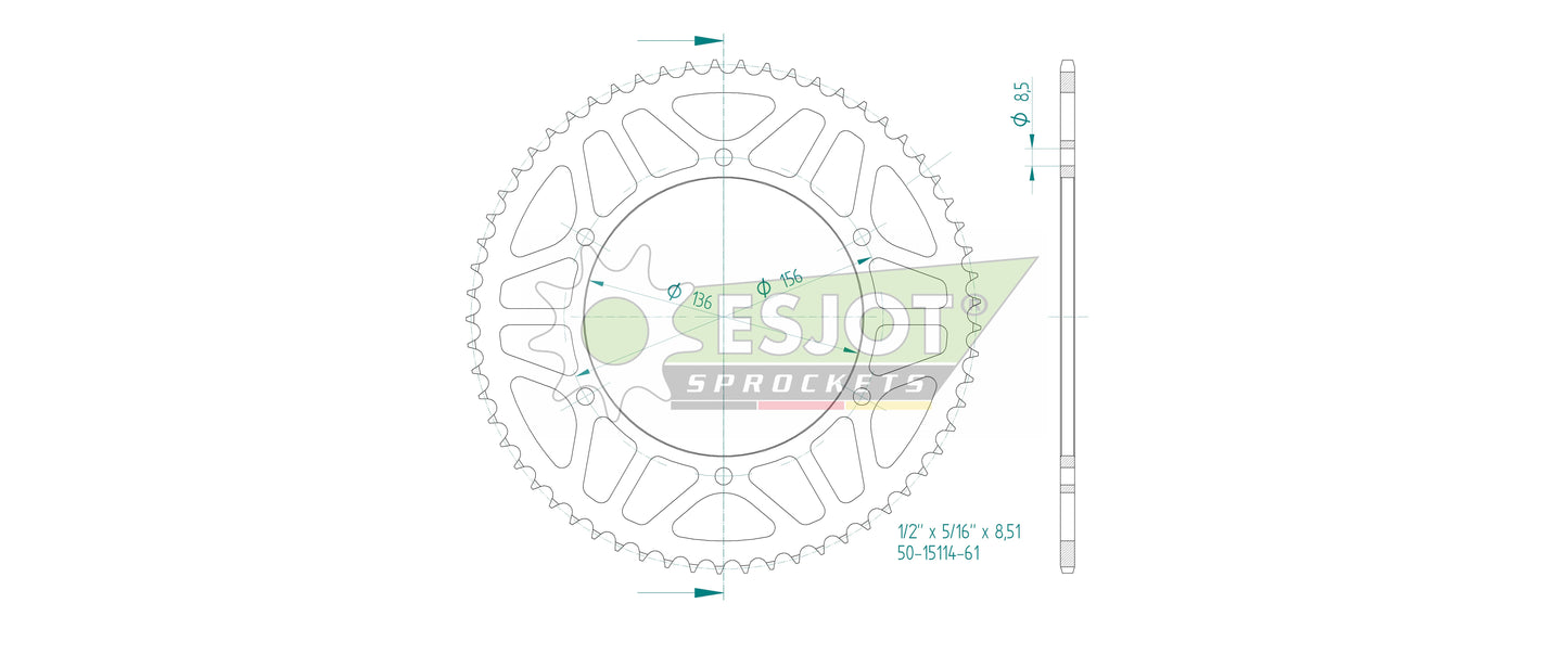 Couronne Acier 61 Dents - Pas 428