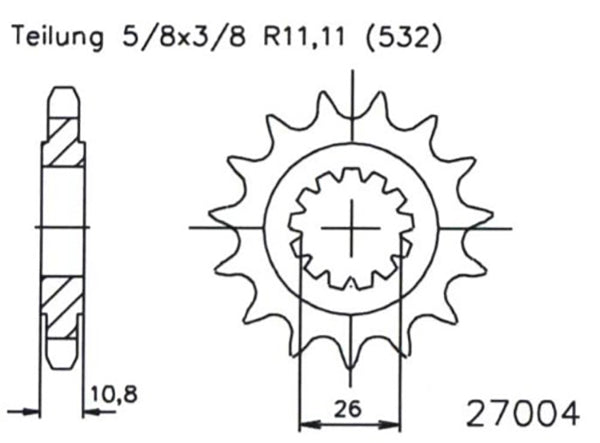 Pignon 17 Dents - Pas 428 - Similaire JTF585