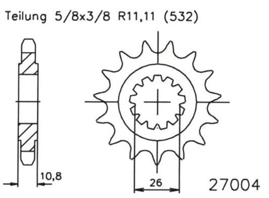 Pignon 17 Dents - Pas 428 - Similaire JTF585